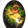 Pendant oval: White & pink roses on black Babooshki s