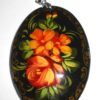 Pendant oval: Wild flowers on black Babooshki s