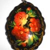 Pendant fancy oval: Red rowan on black Babooshki s