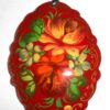 Pendant fancy oval: Flowers on red Babooshki s