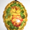 Pendant fancy oval: Flowers on yellow Babooshki s