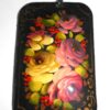 Pendant rectangle: Pink Roses on black Babooshki s