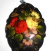 Pendant fancy oval: Flowers on black Babooshki s