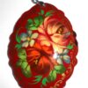 Pendant fancy oval: Roses on red Babooshki s