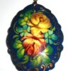 Pendant fancy oval: Roses on blue Babooshki s