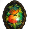 Pendant fancy oval: Various roses on black Babooshki s
