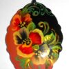 Pendant fancy oval: Flowers on black & red Babooshki s