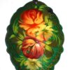 Pendant fancy oval: Various roses on sparkling green Babooshki s