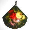 Pendant fan shape: Roses on dark green Babooshki s