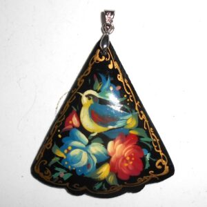 Pendant fan shape: Bird on black Babooshki s