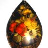 Pendant drop shape: Flowers on black Babooshki s
