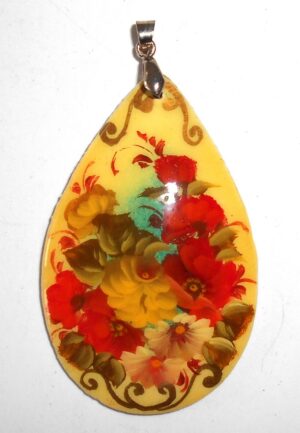 Pendant drop shape: Poppies on yellow Babooshki s