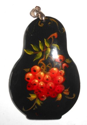 Pendant doll shape: Red rowan on black Babooshki s