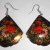 Earrings fan shape: ‘Red rose’ on black Babooshki s