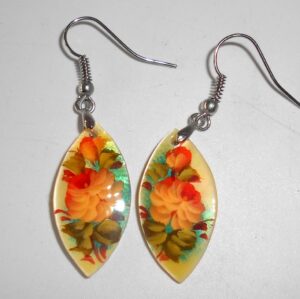 Earrings pearl: 'Peach Roses' Babushka Matryoshka Babooshki Babushkas