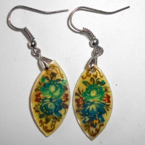 Earrings pearl: 'Blue & cyan Roses' Babushka Matryoshka Babooshki Babushkas