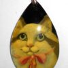 Pendant drop shape: Cat on black Babooshki s