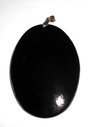 Pendant oval shape: St Mary of Vladimir on black Babooshki s