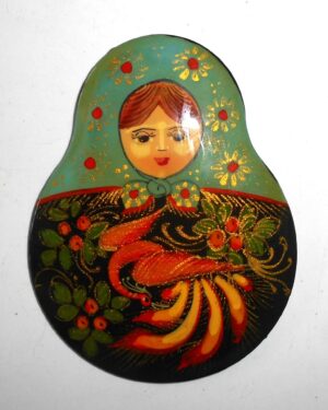 Giant Fridge Magnet: ‘Firebird’ pale blue scarf nesting Doll Babooshki s