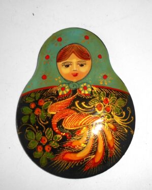 Giant Fridge Magnet: 'Firebird' pale blue scarf Babushka Matryoshka nesting Doll Babooshki Babushkas