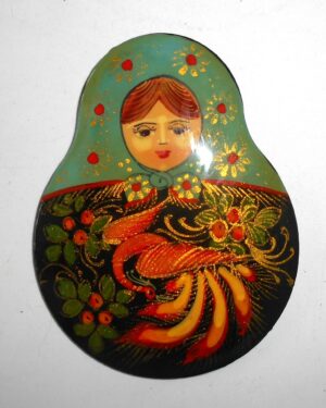 Giant Fridge Magnet: ‘Firebird’ pale blue scarf nesting Doll Babooshki s