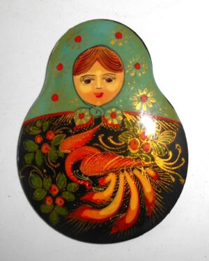 Giant Fridge Magnet: ‘Firebird’ pale blue scarf nesting Doll Babooshki s