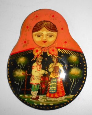 Brooch: 'Fire Bird' pink-orange scarf Babushka Matryoshka Babooshki Babushkas