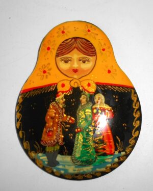 Giant Fridge Magnet: ‘Morozko’ yellow scarf nesting Doll Babooshki s