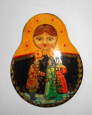 Giant Fridge Magnet: ‘Morozko’ yellow scarf nesting Doll Babooshki s