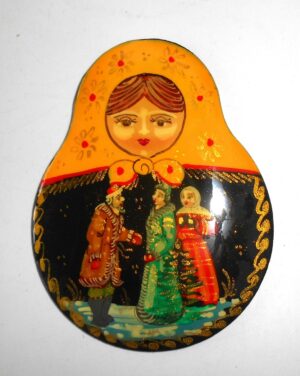 Giant Fridge Magnet: 'Morozko' yellow scarf Babushka Matryoshka nesting Doll Babooshki Babushkas