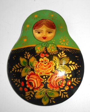 Giant Fridge Magnet: 'Roses' green scarf Babushka Matryoshka nesting Doll Babooshki Babushkas