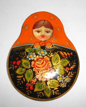 Giant Fridge Magnet: 'Roses' orange scarf Babushka  Matryoshka nesting Doll Babooshki Babushkas