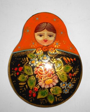 Giant Fridge Magnet: ‘Roses’ orange scarf nesting Doll Babooshki s