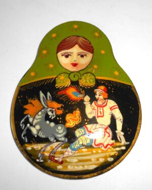 Giant Fridge Magnet: 'Little Humpback Horse' green scarf Babushka Matryoshka nesting Doll Babooshki Babushkas