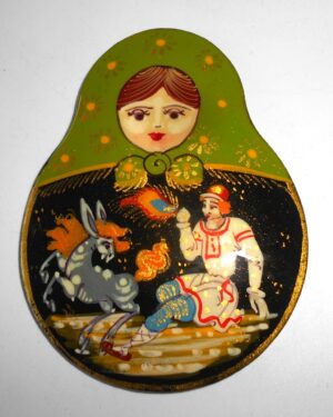 Giant Fridge Magnet: ‘Little Humpback Horse’ green scarf nesting Doll Babooshki s