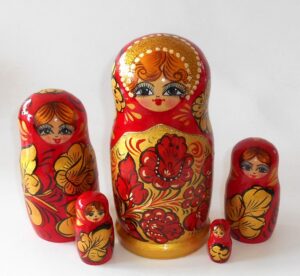 Khokhloma style Babushka Matryoshka nesting Doll Babooshki Babushkas