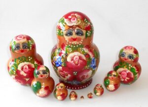 Girl in floral dress 10-set Babushka Matryoshka nesting Doll Babooshki Babushkas