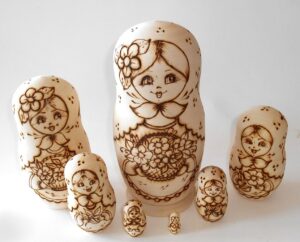 Girl 7-set with flower basket giant Babushka Matryoshka nesting Doll Babooshki Babushkas raw plain unpainted Unfinished Montessori blank