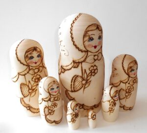 Girl 7-set with plait & handkerchief giant nesting Doll Babooshki s raw plain unpainted Unfinished Montessori blank