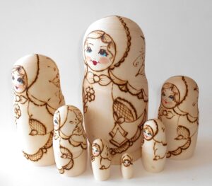 Girl 7-set with plait & handkerchief giant nesting Doll Babooshki s raw plain unpainted Unfinished Montessori blank