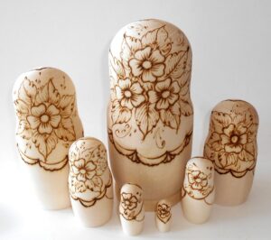 Girl 7-set with plait & handkerchief giant nesting Doll Babooshki s raw plain unpainted Unfinished Montessori blank