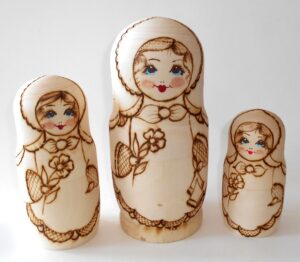 Girl 7-set with plait & handkerchief giant nesting Doll Babooshki s raw plain unpainted Unfinished Montessori blank