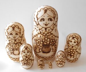 Girl 7-set with flowers giant Babushka Matryoshka nesting Doll Babooshki Babushkas raw plain unpainted Unfinished Montessori blank