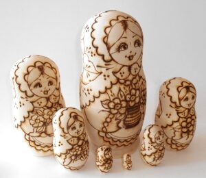 Girl 7-set with flowers giant nesting Doll Babooshki s raw plain unpainted Unfinished Montessori blank