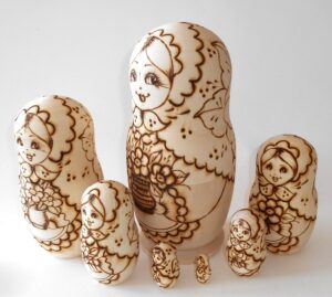 Girl 7-set with flowers giant nesting Doll Babooshki s raw plain unpainted Unfinished Montessori blank