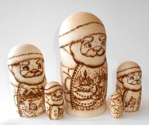 Santa 5-set with snowmen scene nesting Doll Babooshki s raw plain unpainted Unfinished Montessori blank