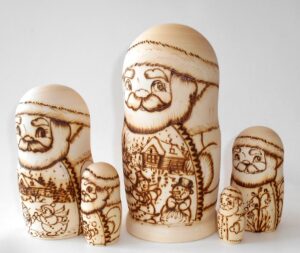 Santa 5-set with snowmen scene nesting Doll Babooshki s raw plain unpainted Unfinished Montessori blank