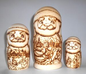Santa 5-set with snowmen scene nesting Doll Babooshki s raw plain unpainted Unfinished Montessori blank