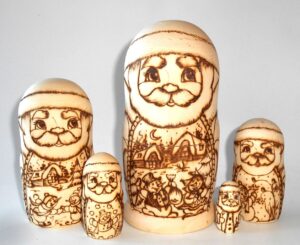 Santa 5-set with snowmen scene nesting Doll Babooshki s raw plain unpainted Unfinished Montessori blank