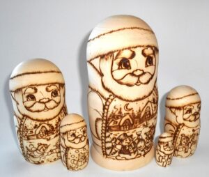 Santa 5-set with snowmen scene nesting Doll Babooshki s raw plain unpainted Unfinished Montessori blank